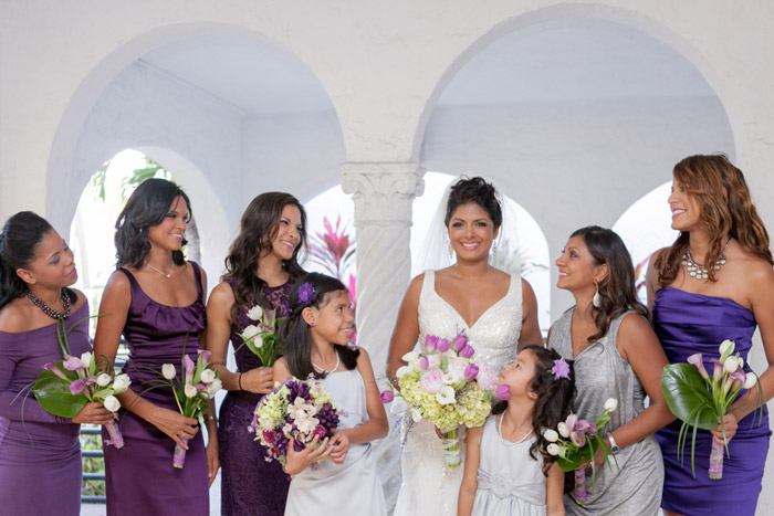 Bride with bridesmaids