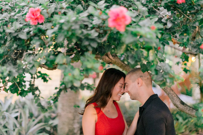 Engagement under the flower tree